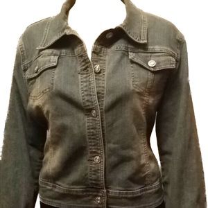 Blue Tapered Jean Jacket W/Diamond Buttons